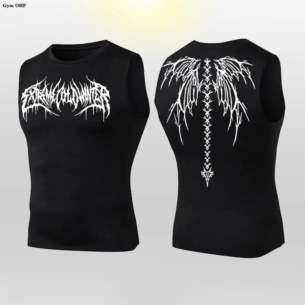 

Y2K Anime Compression T Shirt Men Workout Summer Sports Tights Running Tank Top Quick Dry Fitness Skinny Vest Tight Tank