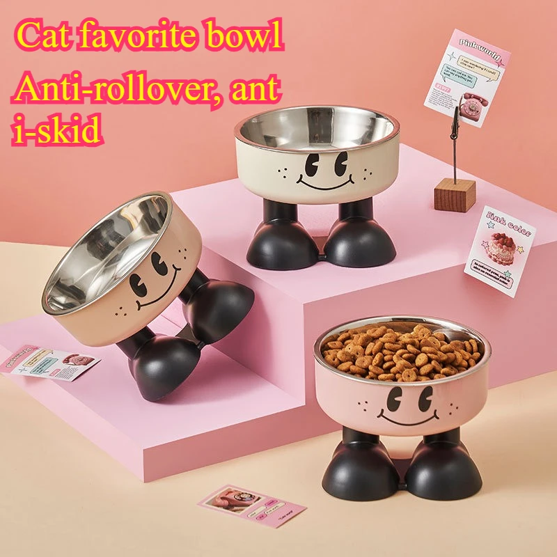 

Pet Bowl Cat Neck Protection High Foot Bowl Anti-knock Cat Bowl Dog Stainless Steel Edible Utensils New Dog Bowl