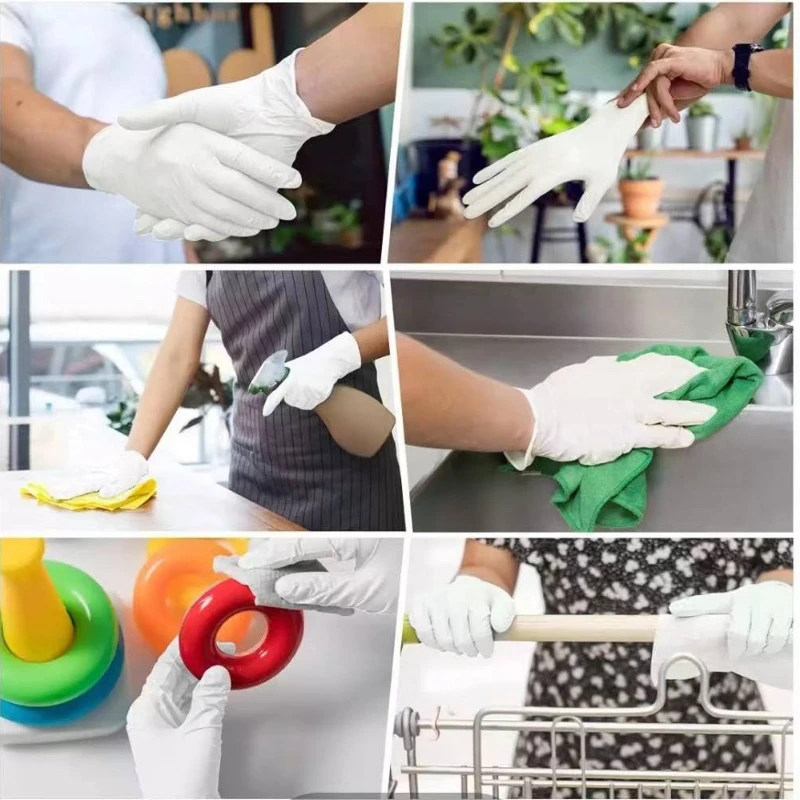Guantes desechables de nitrilo blanco, guantes de limpieza del hogar de calidad alimentaria de 4mil, guantes de cocina sin polvo para cocinar alimentos, preatuaje