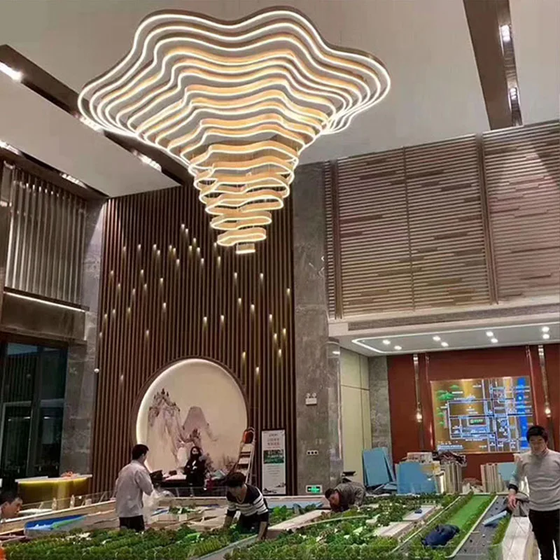 Hotel Lobby LED Ring Luxury Chandelier Modern Custom Office Villa Lights Minimalist Art Creative Irregular Creative Chandeliers