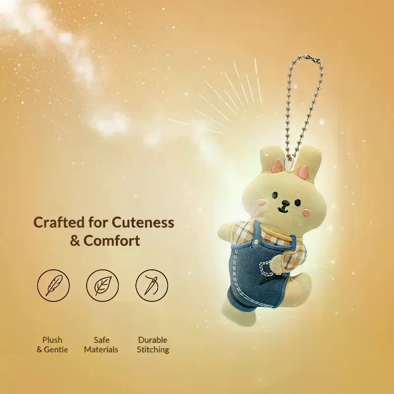 Ins Style Fabric Animal Doll Keychain Cute Bear Rabbit Dog Stuffed Doll Pendant Backpack Handbag Decoration Car Key Holder Gift