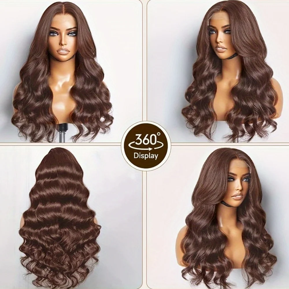 الشوكولاته براون الجسم موجة الدانتيل الجبهة الباروكات شعر الإنسان أمامي الدانتيل الباروكات 220 الكثافة 30 بوصة 13x6 HD الدانتيل الشفاف باروكات الإنسان