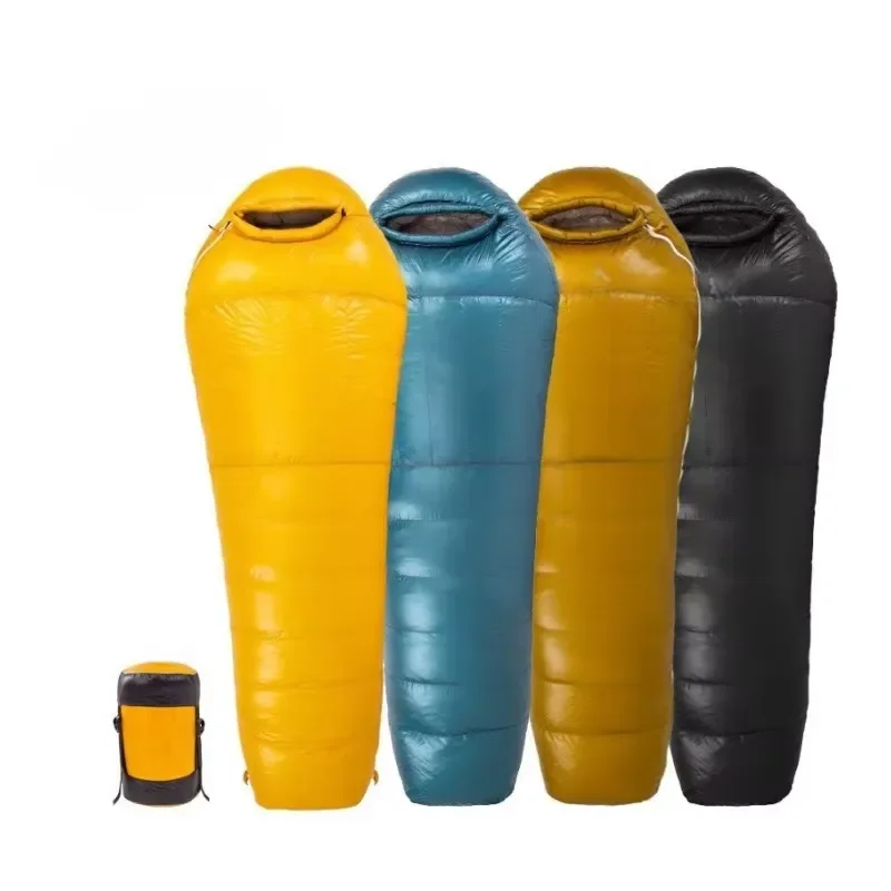 400-1600G Large Duck Down/High Loft Goose Down Filled Mommy-style Sleeping Bag Foldable Lightweight Foldable Sleeping Bag