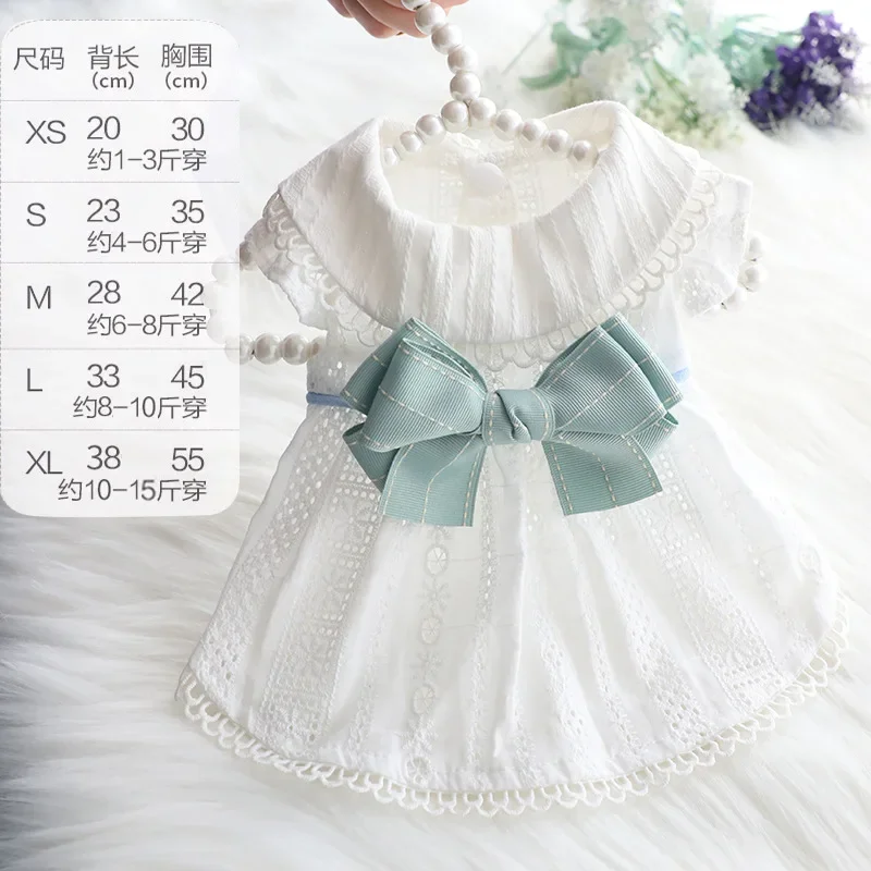 Dog Clothes Spring and Summer Thin Skirt Lolita Princess Mint Butterfly Cat Pet