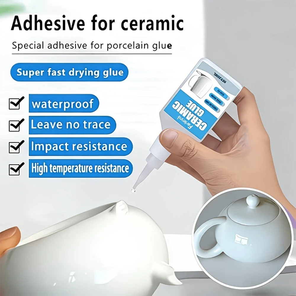 Powerful Quick-Drying Ceramic Adhesive - Instant Curing Bonding & Transparent, Mark-Free Formula, Strong And Heat-Resistant, Sui