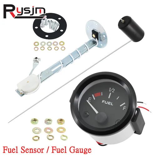 Medidores automotrices de 12V, medidor de nivel de combustible Universal de 2 ""y 52mm, Sensor de flotador de combustible de 240-33ohm apto para medidor de altura del tanque de 5 a 27 pulgadas para coche