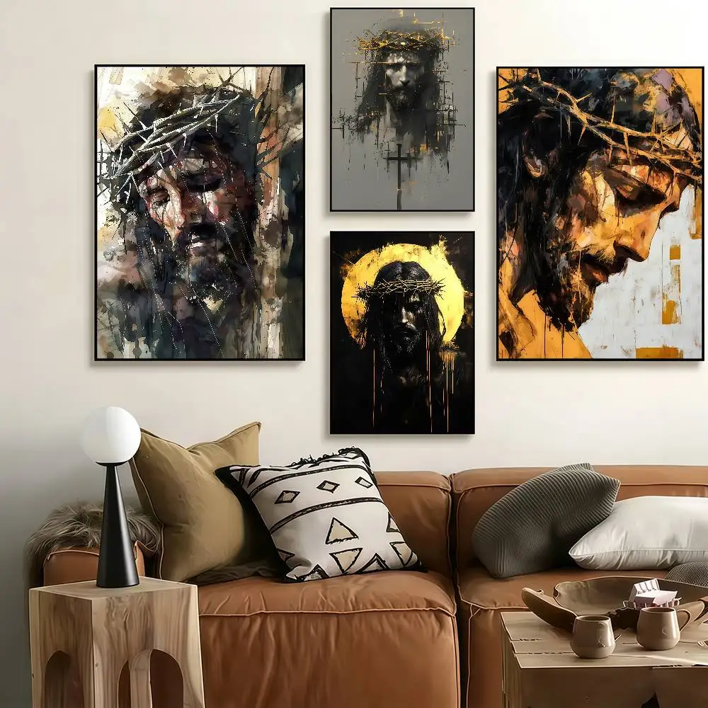 Featuring Jesus And The Virgin Mary Poster Stickers Art Print Retro Artistic Wall Decor HD Living Room Bedroom Decor Unique Gift