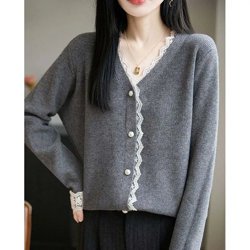 

Autumn Loose Cardigan Knitted Women's New Long Sleeve Casual Knitwear Female Loose V-neck Sweater Coat Sweater Lady Outerwear