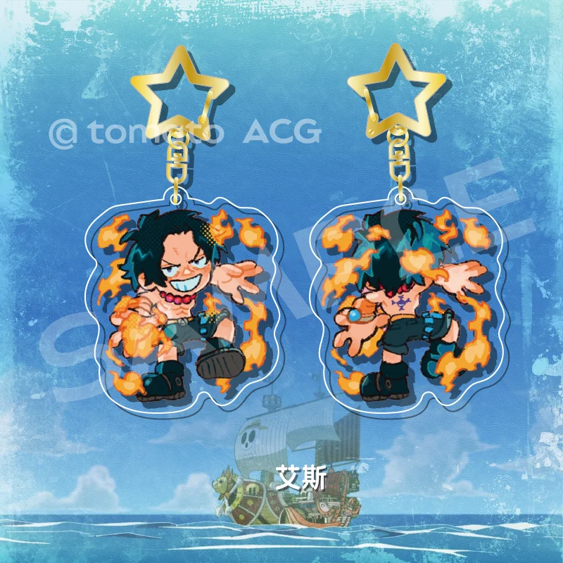 قطعة واحدة اثنين من الجانب أنيمي المفاتيح Doflamingo سلسلة مفاتيح مصنوعة من الأكريليك القانون حلقة رئيسية حقيبة قلادة حلية لطيف اكسسوارات صديق هدية