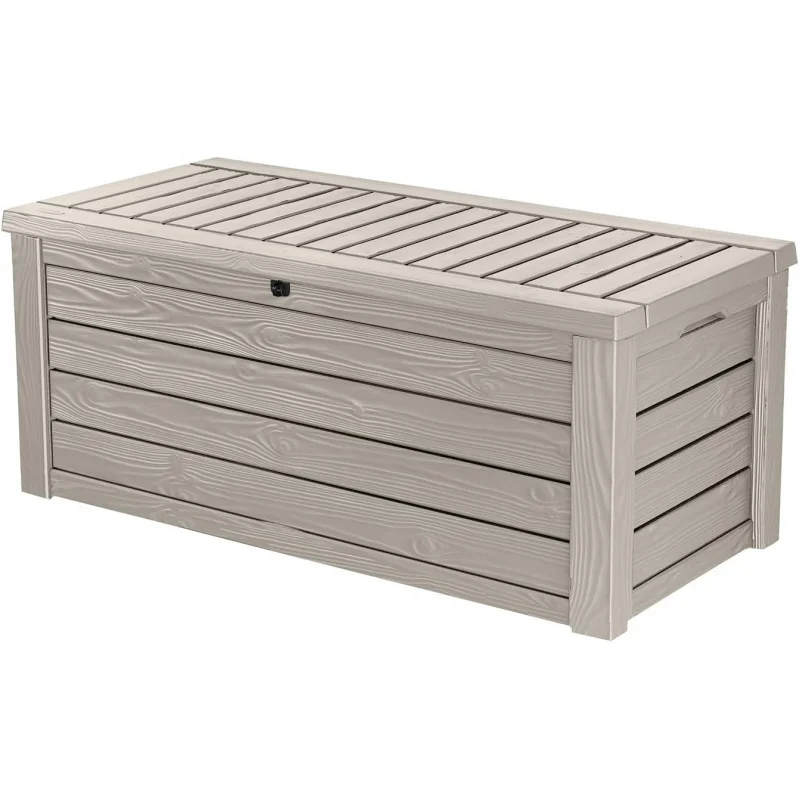 

150 Gallon Large Resin Outdoor Storage Box, Waterproof Deck Box Patio Cushions Garden Tools Pool Supplies, Heavy Du
