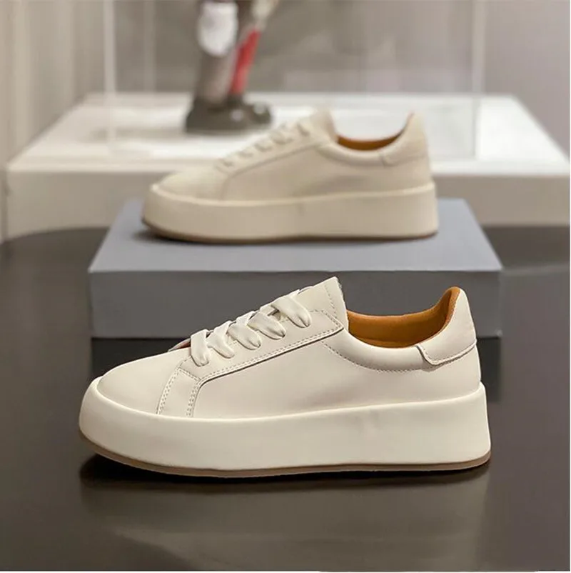 2023 Ins Real Leather Shoes Women Sneaker Fashion Shoes Height Increasing Casual Daily Ladies Footwear Size 34-40