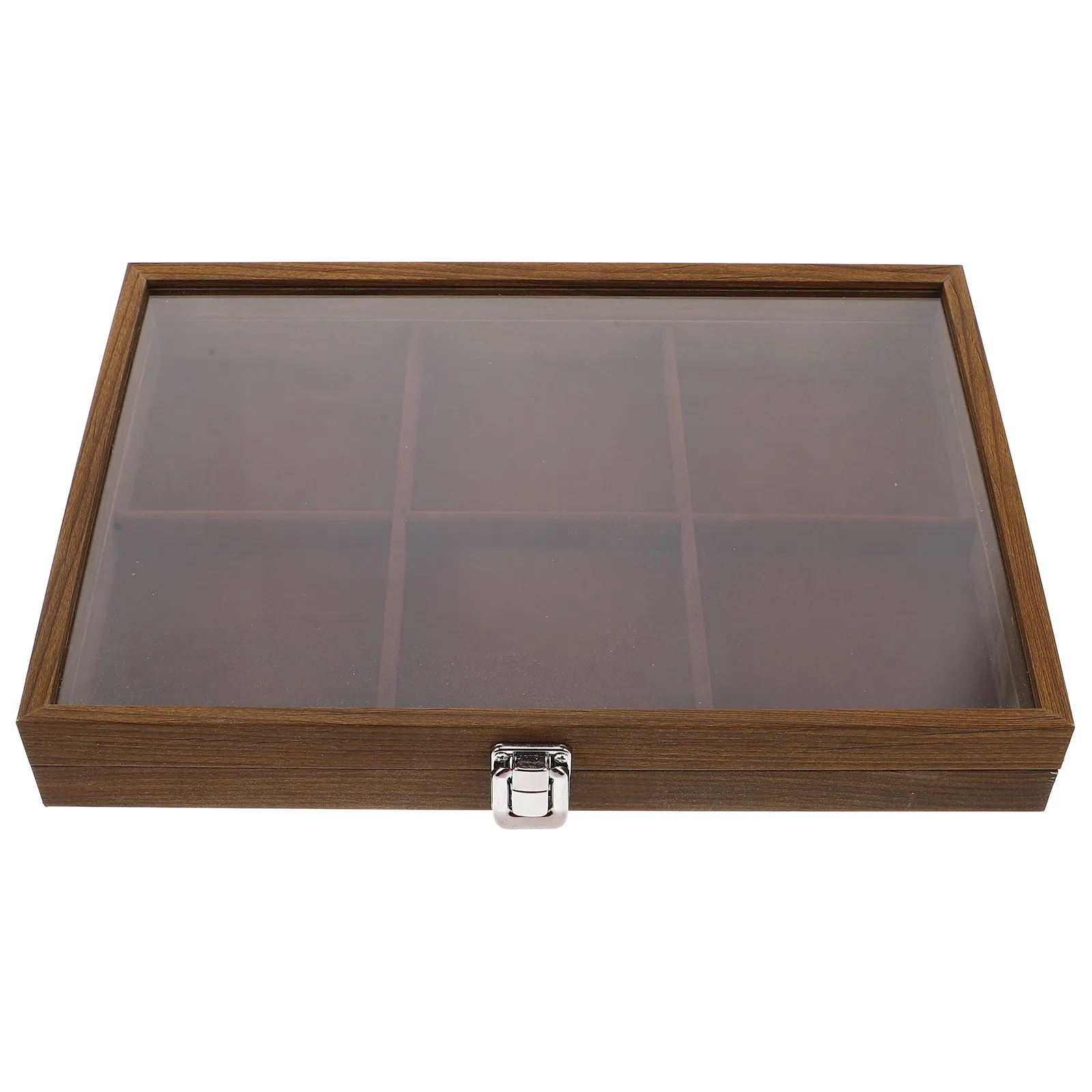 

Wooden Jewelry Box 6-Compartment Organizer Tray for Rings Earrings Necklaces Bracelets Vintage Display Storage Case Stylish