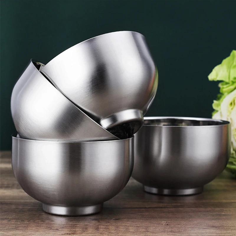 

Thicken Double layer 304 Stainless Steel Bowls Sauce Soup Bowl Fruit Salad Ramen Container Korea Round Style Kitchen Tableware