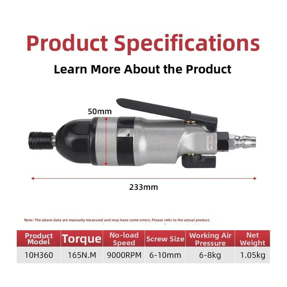10H360 Air Powered Screwdriver 165NM Torque For Fastening Tasks With 360 Degree Vent And 14 Bits For 6.35mm Socket