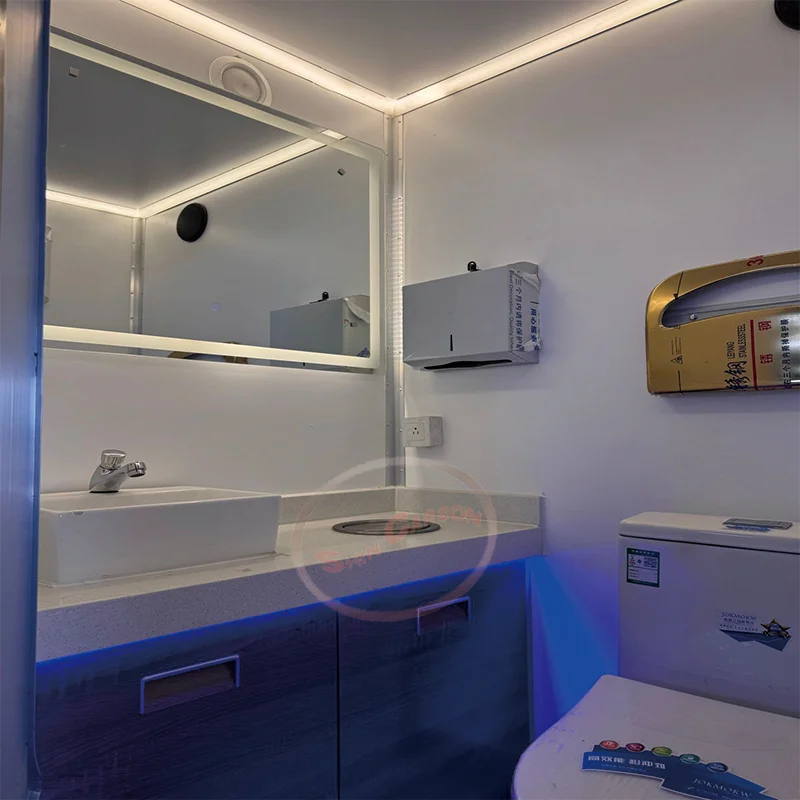 Luxury Portable Restroom Trailer Mobile Toilet And Shower Outdoor Washroom for Camper High-End Bathroom Trailer