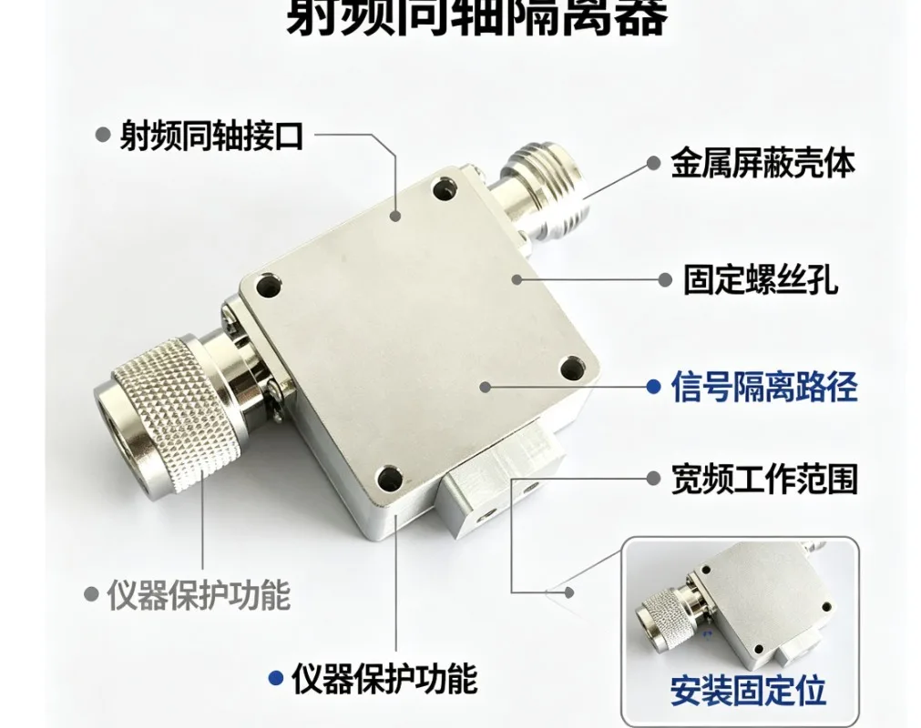 Multi Band RF Coaxial Signal Isolator Single Unit Equipment Protection Part 300MHz-6GHz Frequency Range