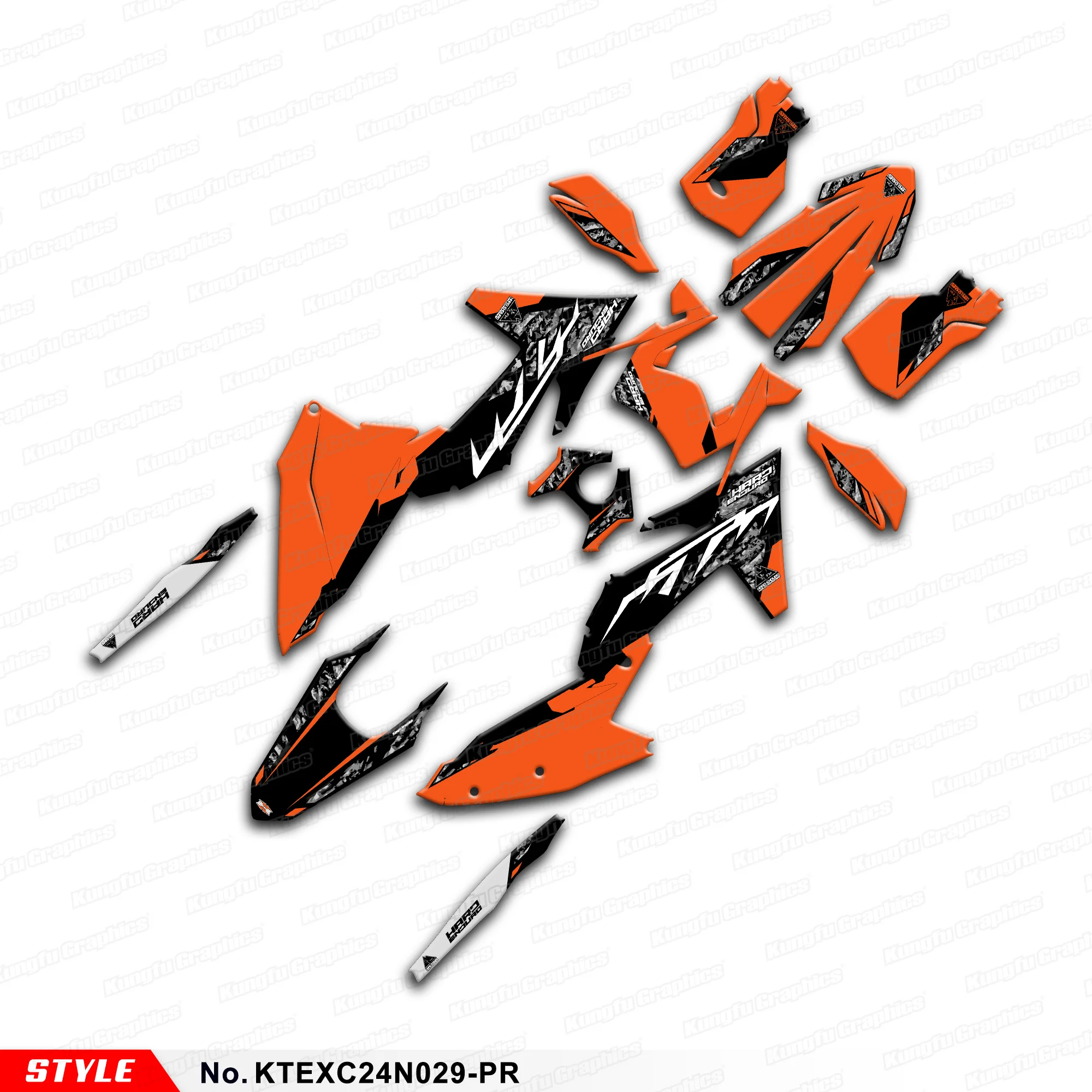 Naklejka samoprzylepna JY RACING do motocykli KTM EXC EXC-F XC-W XCF-W 150 250 300 350 450 500 2024 2025, KTEXC24N029-PR