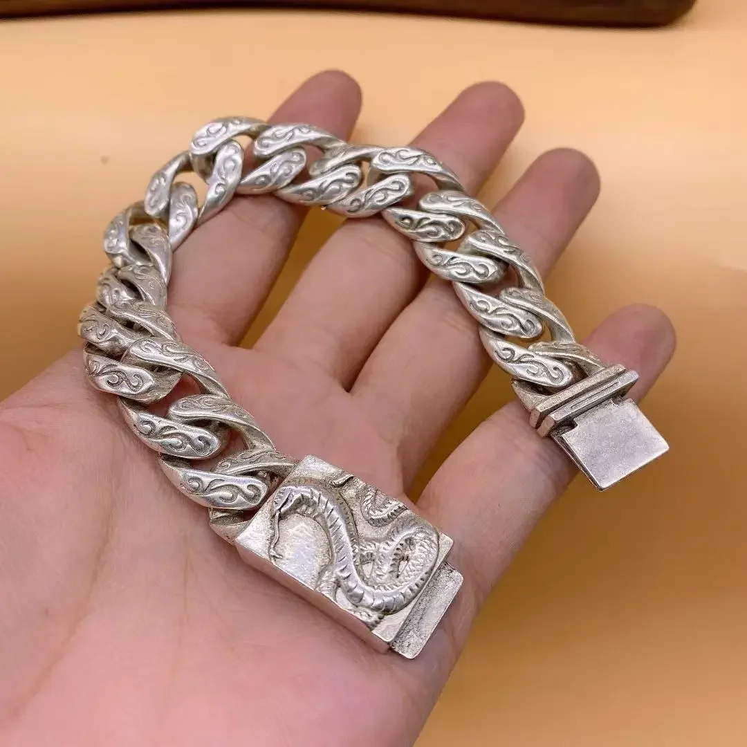

Tibetan Silver Color Zodiac Snake Fashion Bracelet Personalized Jewelry Exquisite Workmanship Jewelry Men Women Gift