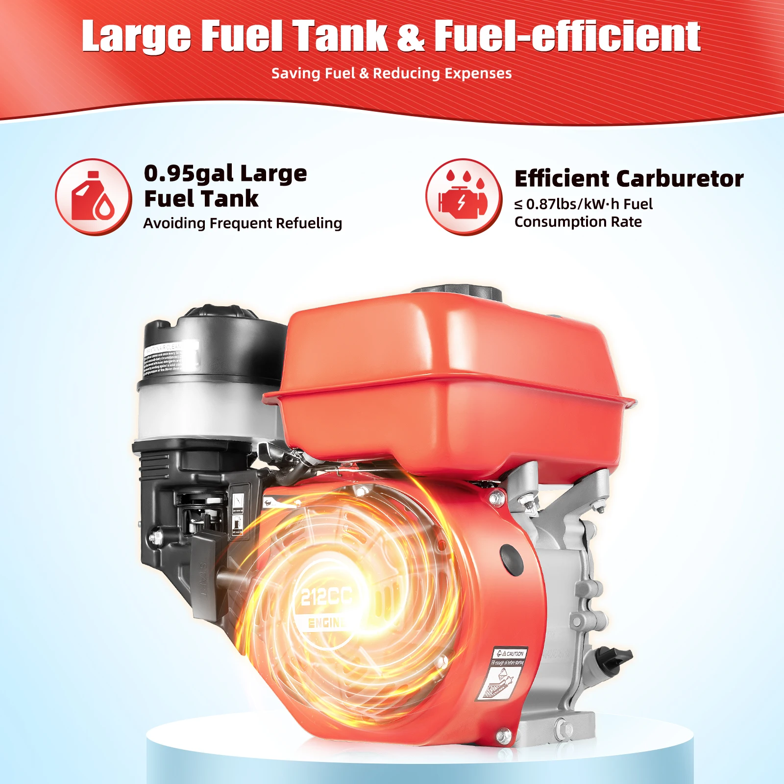 

7.5HP 4 Stroke Outboard Motor, Fishing Boat Engine with Air-Cooling and TCI Ignition System, 212CC Outboard Motor