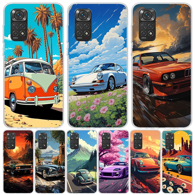 Classic Vintage Old Retro Car Phone Case For Xiaomi Redmi Note 13 12S 12 11S 11T 11E Pro Plus 10S 10 9S 9 8T 8 7 Art Customized