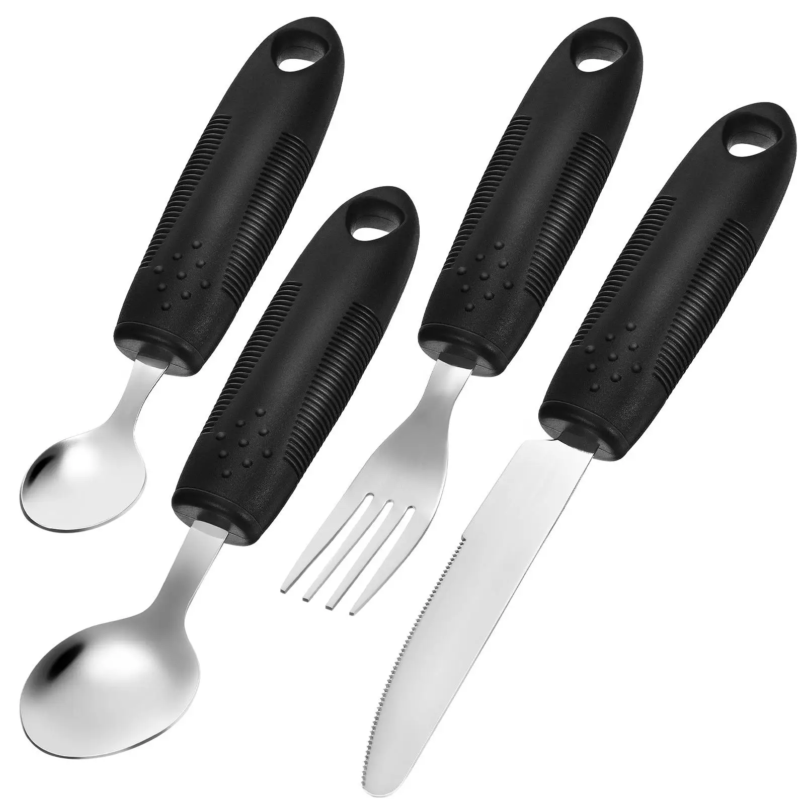 

Anti Shake Tableware 4Pcs Handle Straight Steak Elderly Utensils Stainless Steel Weighted Spoon For Tremors Disabled