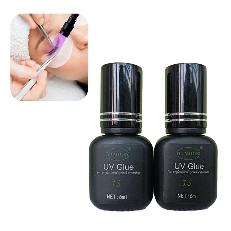 Adhesivo de pegamento UV para extensiones de pestañas, 6ml, 1S, secado rápido, pegamento fuerte para extensión de pestañas postizas, pegamento UV de larga duración para pestañas