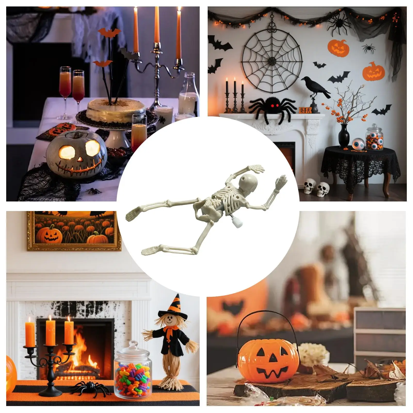 Halloween Skeleton Toy Halloween Skeleton Figure Clockwork Toys Spooky Desk Figurines For Party Table Home Living Room Office