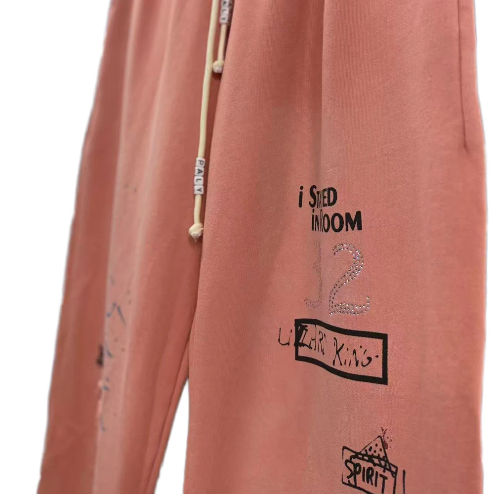 Y2k Harajuku Streetwear Vintage Sweatpants with Distressed Embroidery Hip Hop Street Style Cotton Retro Casual Full Length Pants