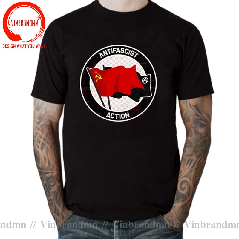 ANTIFASCHISTISCHE AKTION Leftist Antifa Antifascism Antifascist Mens T Shirt Male Brand Tee Shirt Men Summer Anitfa Logo T-shirt