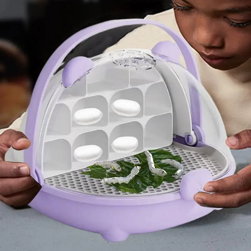 

Ящик для разведения шелкопряда, портативный прозрачный ящик для кормления с ручкой, наблюдает за клеткой для среды обитания, переноска, дом для домашних животных для рептилий