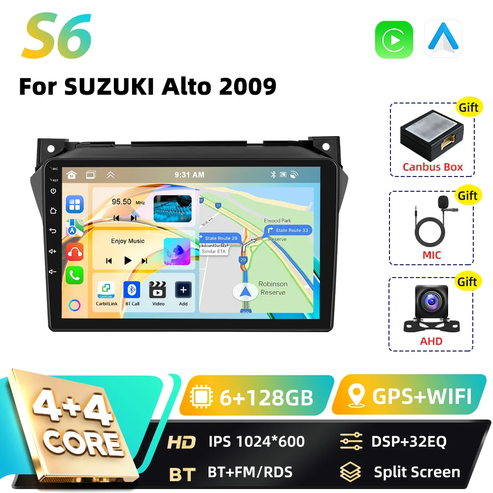 Podofo Carplay Android Android Auto Autoradio Voor SUZUKI Alto 2009 Qualcomm Snapdragon BT GPS DSP WIFI FM RDS 2DIN Autoradio