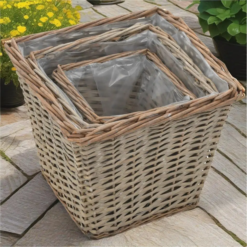 Raised Bed 3 pcs Wicker with PE Lining