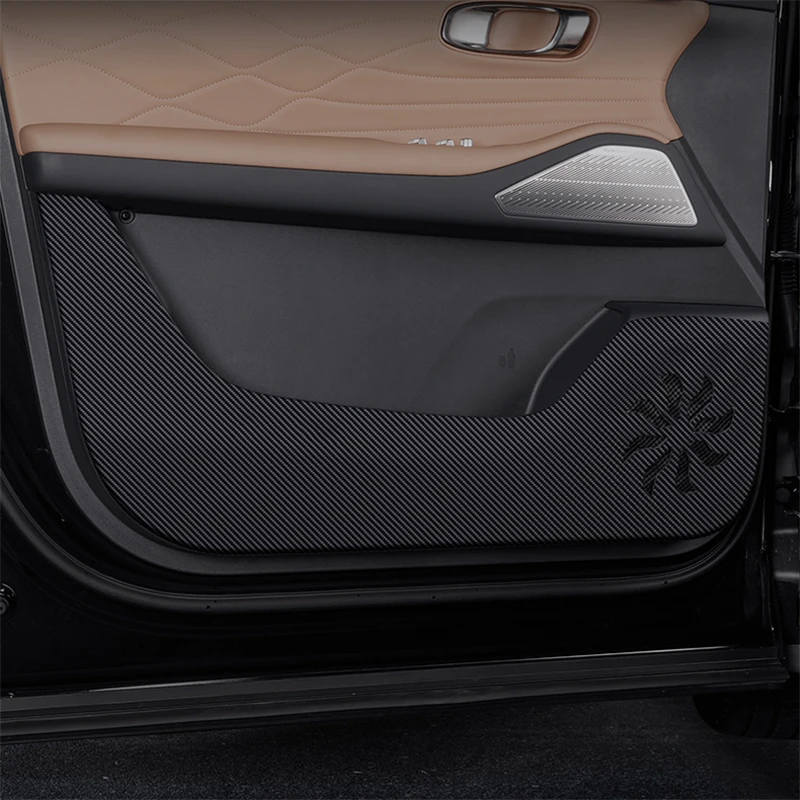Car Door Anti Kick Pad Carbon Fiber Leather Texture Anti Dirt Protective Sticker Accessory For GEELY STARRAY EM-i 2025 2026 2027