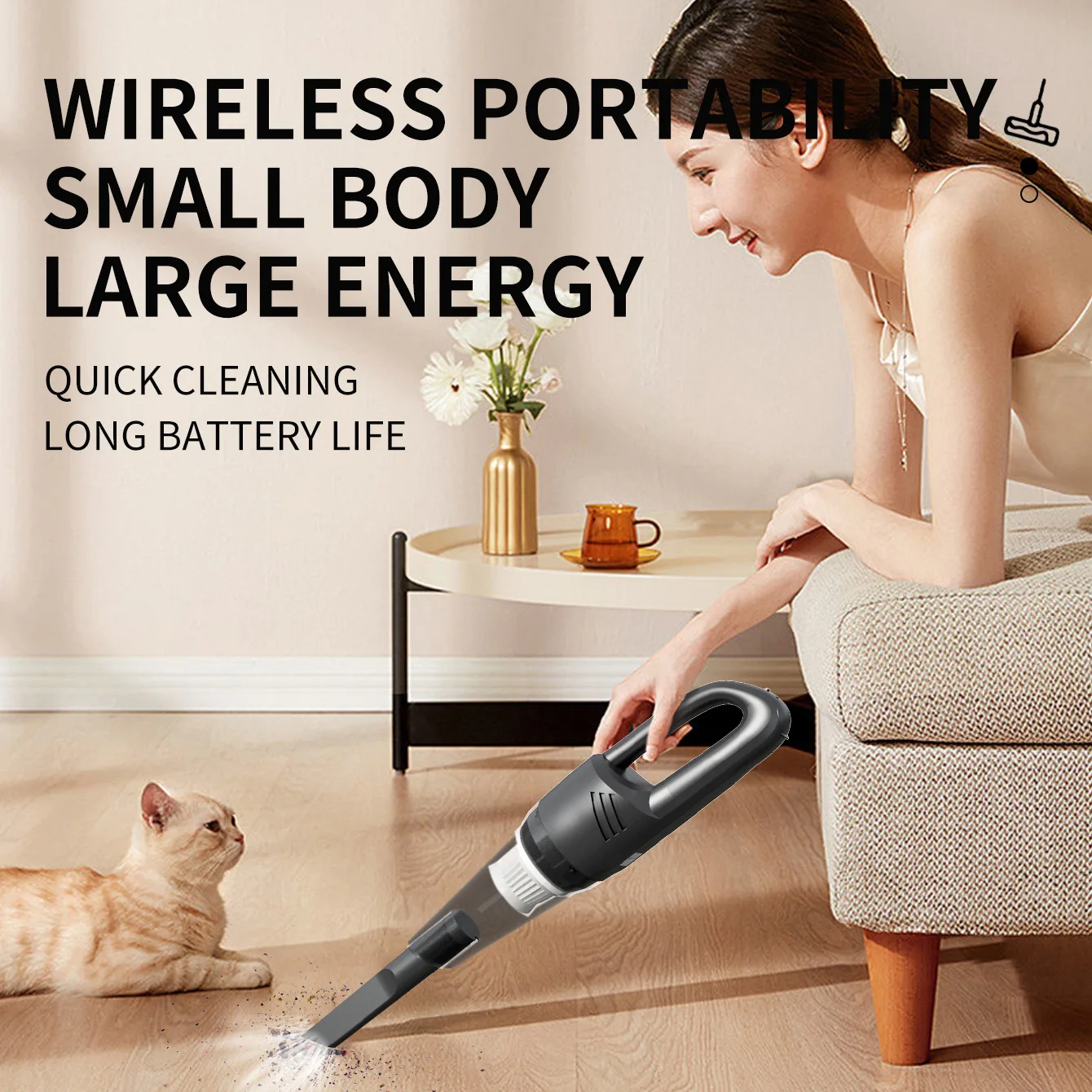 Portable wireless car vacuum cleaner for household handheld vacuum high suction two-speed switching vacuum cleaner