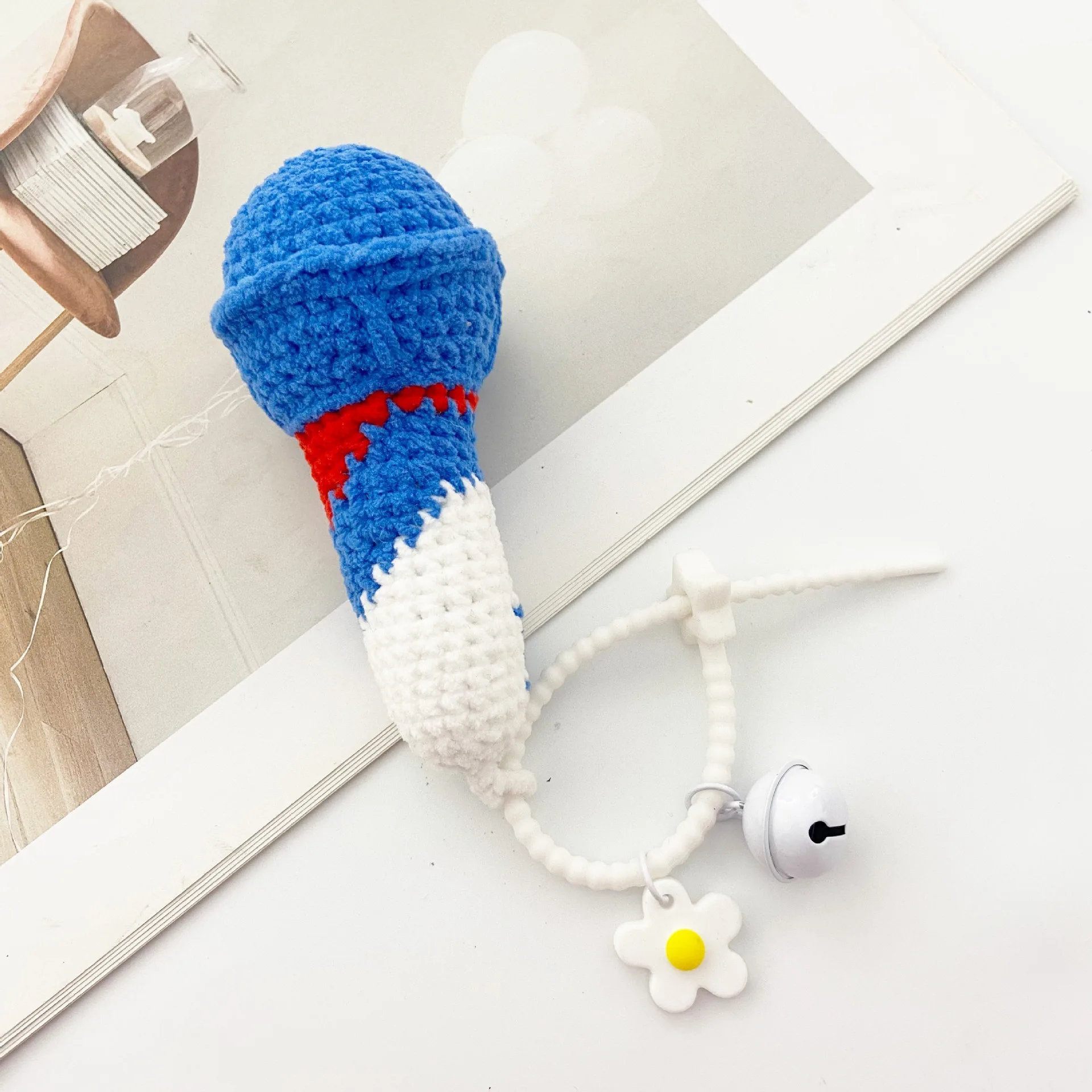 Hand-woven Music Microphone Fringed Bag Hanging Decoration Creative Women Bag Ornament Tassel Pendent for Handbag DIY Parts