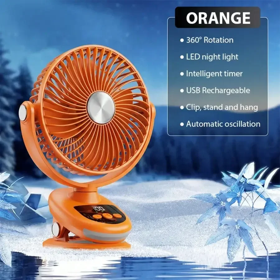 

2026 New Upgraded Portable Clip Fan, USB Rechargeable Quiet Desktop Fan, 5-Speed ​​Powerful Airflow, Sturdy Clip Design, Availab