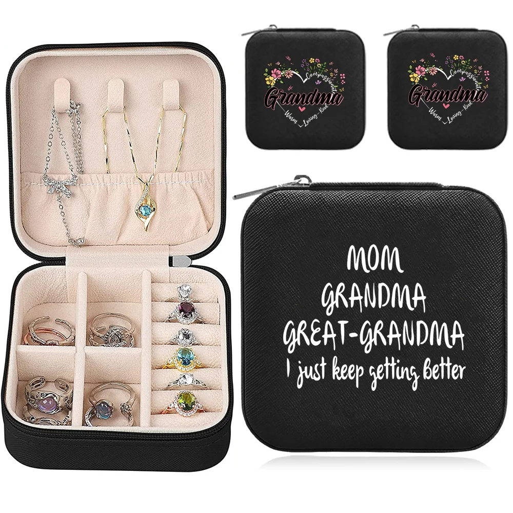 

Портативная шкатулка для хранения ювелирных изделий, дорожный Органайзер серии бабушка для серег, ожерелий, колец, кожаные шкатулки для демонстрации ювелирных изделий