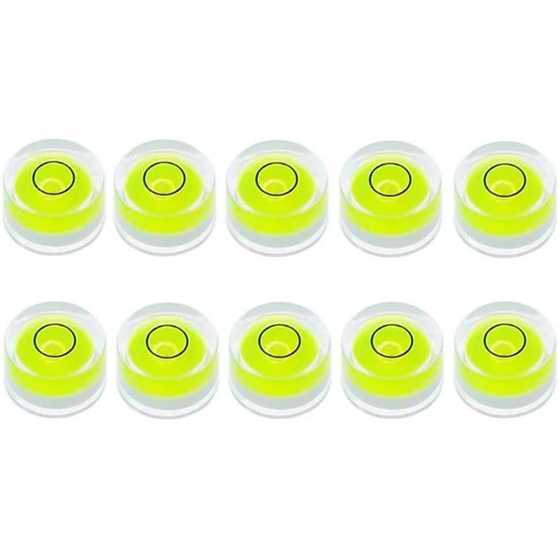 10Pcs Mini Bubble Spirit Level 10X6mm Circular Bullseye Bubble Levels For Leveling Tripod Telescope 10X6mm, Non-Adhesive