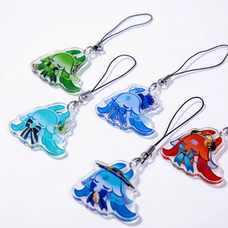 5Pcs/Set Wanderer Scaramouche Mobile Phone Lanyard Barbatos Nahida Nilou Furina Phone Straps Keychain Bags Pendant