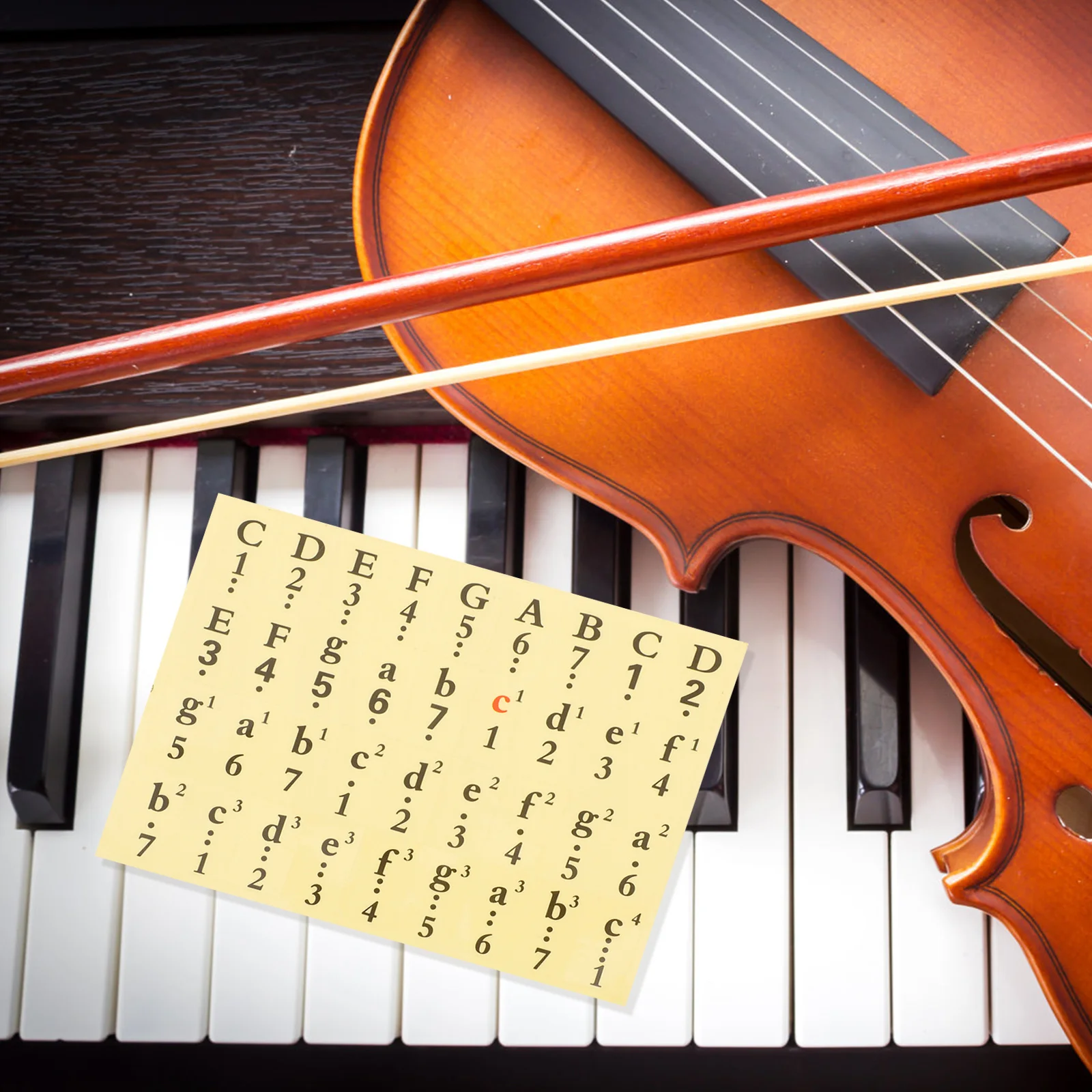 

1Pcs Piano Stickers for 61 54 49 Keys Black Transparent Numbered Musical Notation Removable Decals Easy Install Protect Keys