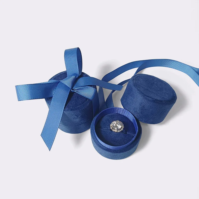 Soft Velvet Bow Ring Box Large Capacity Ribbon Flannelette Box Necklace Ring Jewelry Box Pillow Packing Case