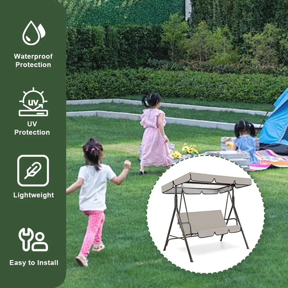 Garden Swing Seat Replacement Canopy Waterproof Swing Top Cover Sun Shade Awning Cover for Patio Swing Garden Swing Outdoor