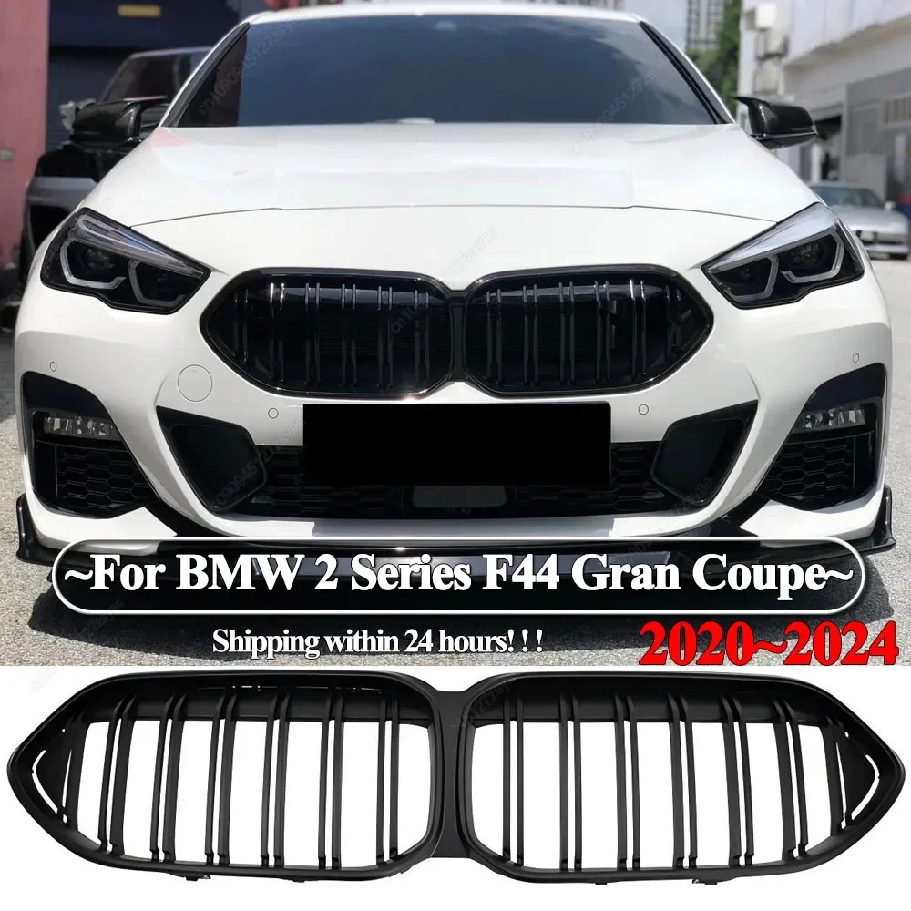 Dual Slat Front Racing Grilles Grills For BMW 2 Series F44 218i 220i M235i 216d 218d 220d Gran Coupe M Sport 2020-2024 ABS Blcck