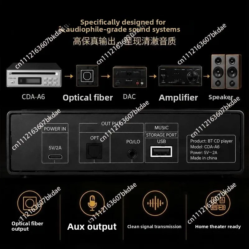 Portable Bluetooth CD Player HiFi Audio Home CD Ripper Desktop CD Player with Input And Output for Music Entertainment