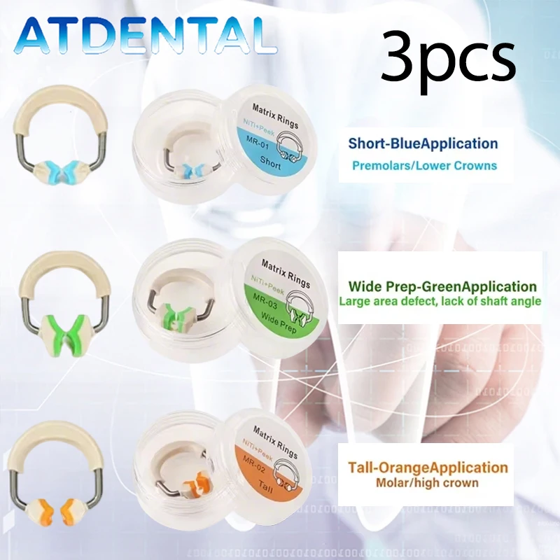 

3pcs Dental Matrix Set - Orthodontic Palodent BiTine Style Rings - Wedges & Bands Kit for Dentist