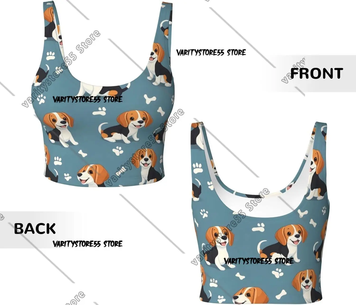 Sports Bras for Women High Support Cute Puppy Dogs Print Running Athletic Workout Crop Tank Top