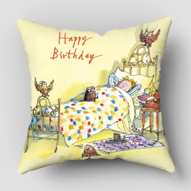 Quentin Blake illustration Pillow Cover Bedroom Home Office Decorative Pillowcase Square Zipper Pillow Cases Satin Soft No Fade