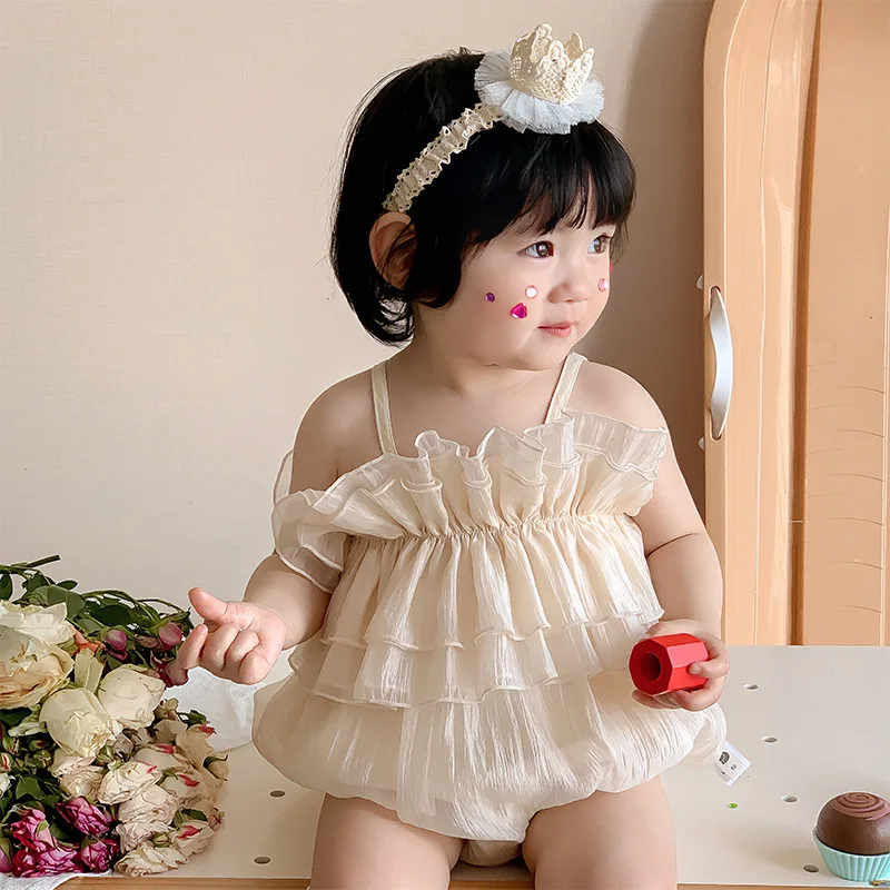 

New Born Baby Girls Bodysuit Romper For Toddler Kids Ruffles One Piece Clothing Summer Princess Outfit Wear