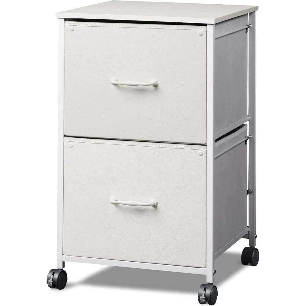 

2 Drawer Mobile File Cabinet, Rolling Printer Stand with Open Storage Shelf, Fabric Vertical Filing Cabinet fits A4 or Letter S