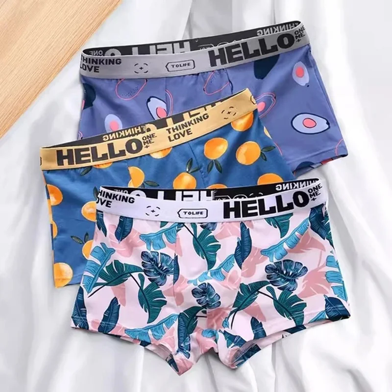 3pcs Mens Underwear Male Cotton Boxers Sexy Underpants Comfortable Breathable Fashion Boys Panties Cartoon Boxershorts